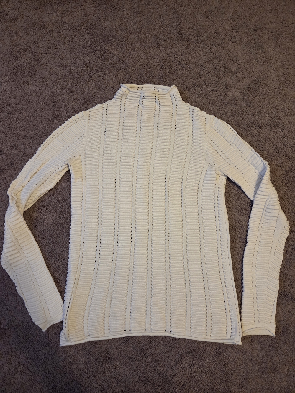 French Connection White Skinny Rib Jumper Mock Neck Knit Sweater Medium Fall